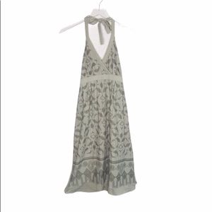 Athleta Gray Halter Tie-Back Maxi Dress Boho Aztec Print Size Small